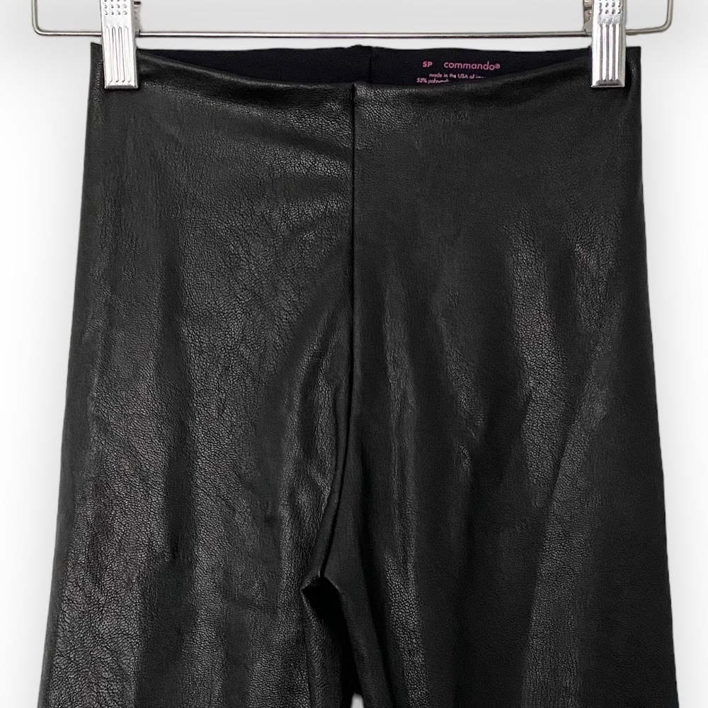 Commando Black Faux Leather Leggings Black Ankle Length Petite Small Textured - Picture 4 of 12